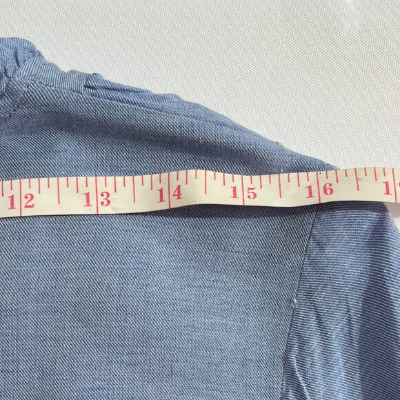 Zara Denim Ruffle Blouse w/ Balloon Sleeves - M - Picture 8 of 11